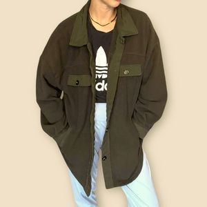 XXL fleece oversized jacket/shacket in olive green. 2XL